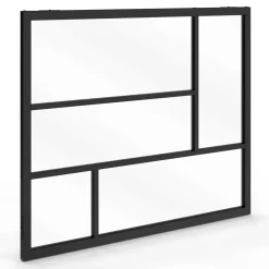 Verrière géométrique L. 93 x H. 108 cm en métal noir et verre trempé*IDMarket Outlet