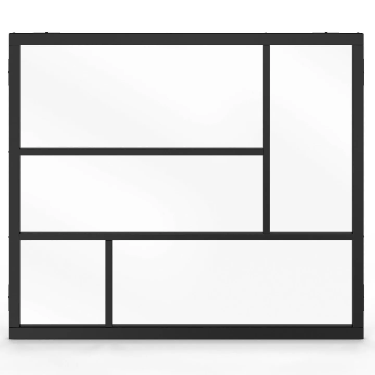 Verrière géométrique L. 93 x H. 108 cm en métal noir et verre trempé*IDMarket Outlet