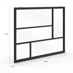 Verrière géométrique L. 93 x H. 108 cm en métal noir et verre trempé*IDMarket Outlet
