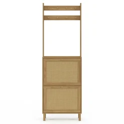 Vestiaire d'entrée 2 portes bois effet naturel cannage meuble chaussures 12 paires*IDMarket Hot