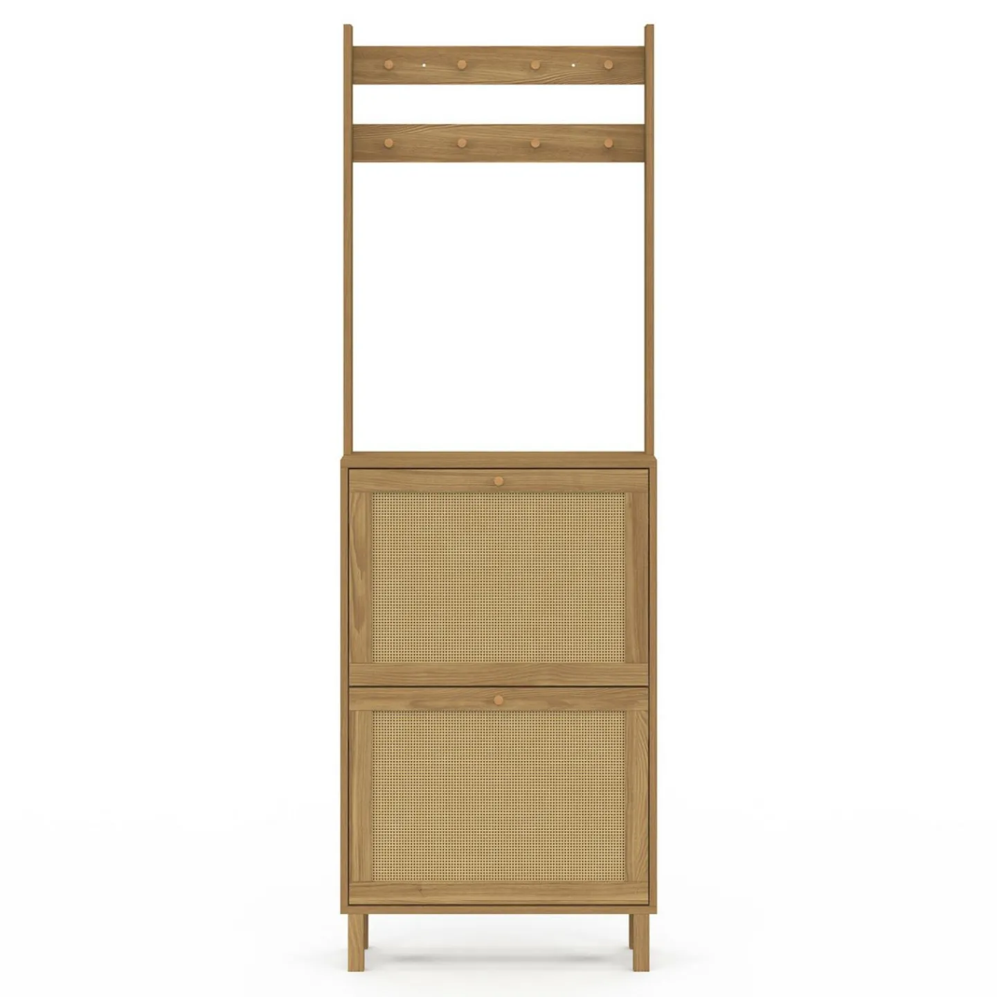 Vestiaire d'entrée 2 portes bois effet naturel cannage meuble chaussures 12 paires*IDMarket Hot