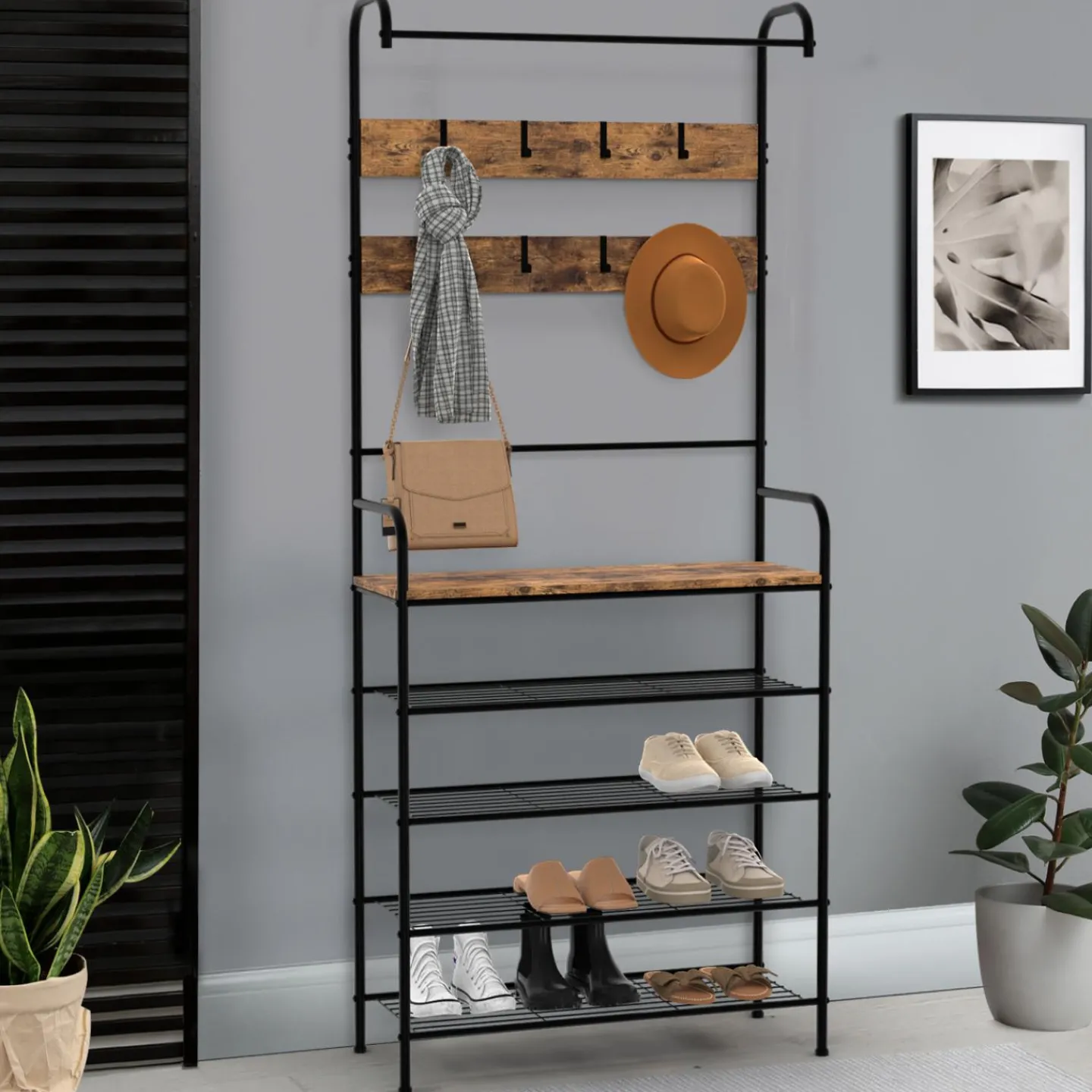 Vestiaire d'entrée 5 étagères style industriel*IDMarket New