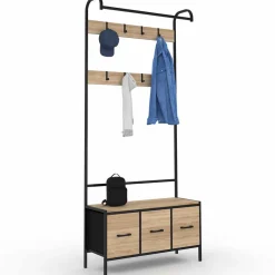 Vestiaire d'entrée avec banc et 3 tiroirs en tissu style industriel*IDMarket Sale