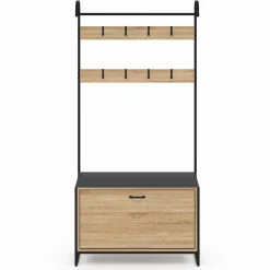 Vestiaire d'entrée avec banc et meuble à chaussures style industriel*IDMarket Outlet