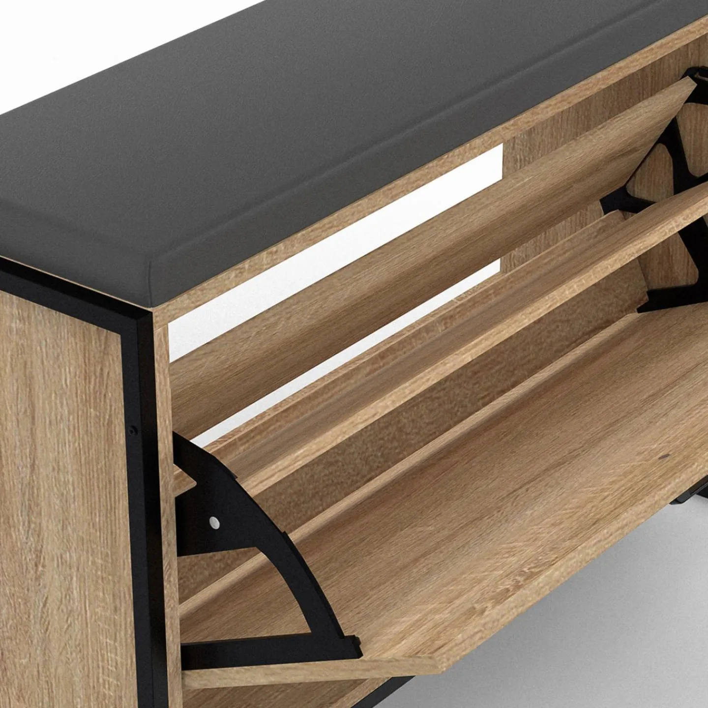 Vestiaire d'entrée avec banc et meuble à chaussures style industriel*IDMarket Outlet