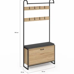 Vestiaire d'entrée avec banc et meuble à chaussures style industriel*IDMarket Outlet