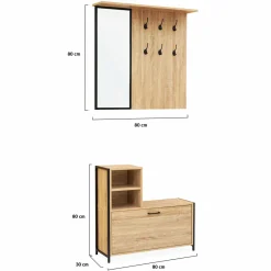 Vestiaire d’entrée avec miroir et range-chaussures style industriel*IDMarket