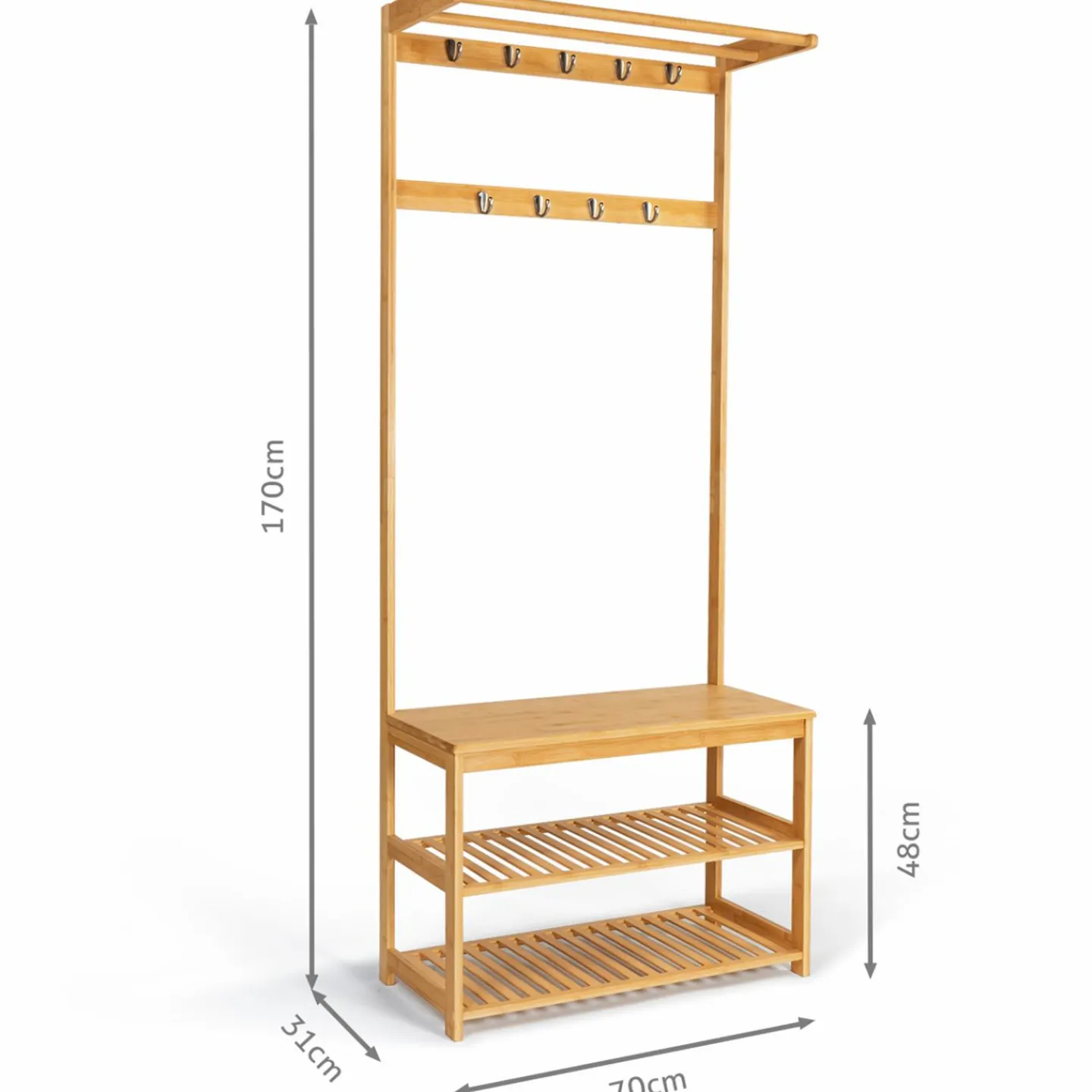 Vestiaire d’entrée en bambou avec portant à vêtements et chaussures*IDMarket Best
