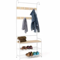 Vestiaire d'entrée industriel bois et métal blanc*IDMarket Discount