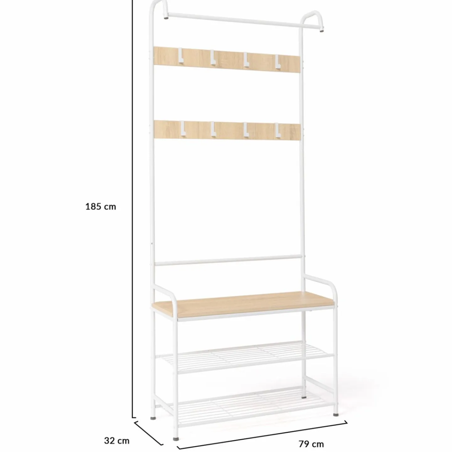 Vestiaire d'entrée industriel bois et métal blanc*IDMarket Discount