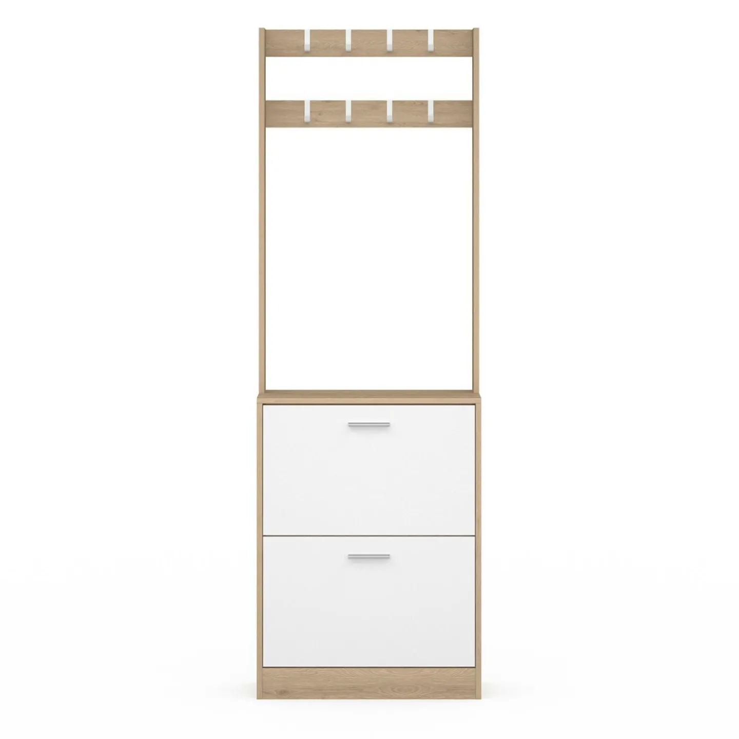 Vestiaire d'entrée meuble chaussures 2 portes effet bois et blanc*IDMarket Outlet