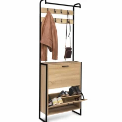 Vestiaire industriel bois et métal noir*IDMarket Hot