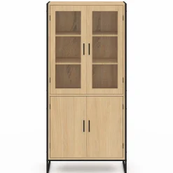 Vitrine buffet haut industriel 176 cm avec portes et étagères*IDMarket Clearance