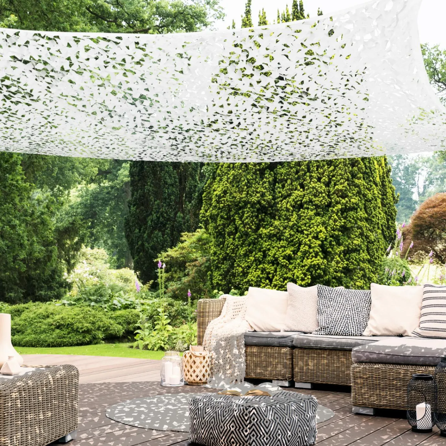 Voile d’ombrage camouflage 4x6 m blanc*IDMarket Online